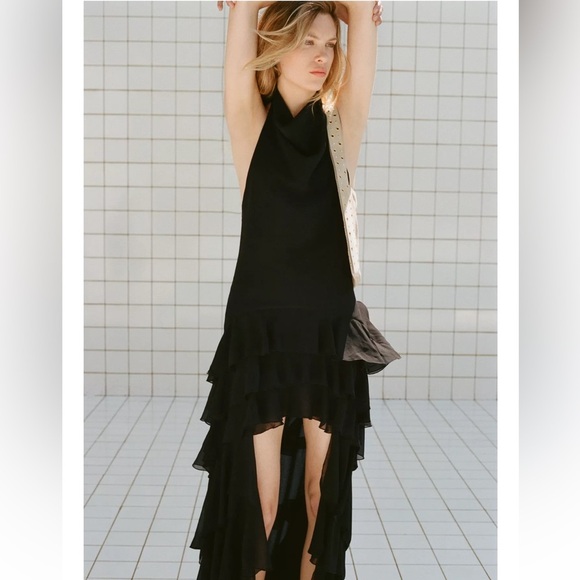 Zara Halter Ruffled Maxi Dress - Picture 8 of 12